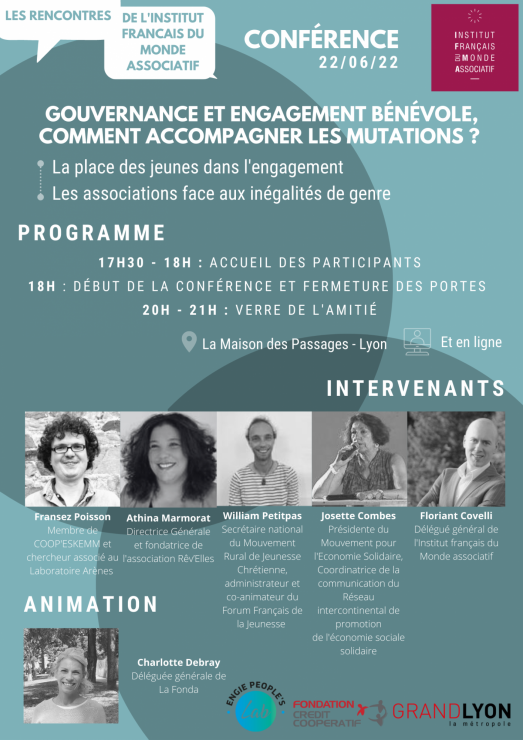 Conférence de l'Institut français du Monde associatif : « Gouvernance et engagement bénévole, comment accompagner les mutations ? » - Lyon (69) ou en distanciel
