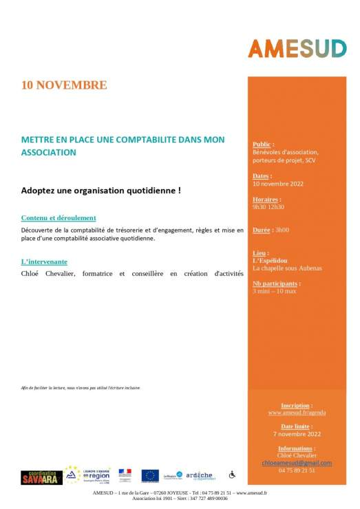 Formation gratuite "comptabilité associative niveau 2"