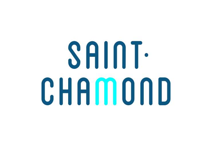 Logo de Saint-Chamond écrit en bleu, avec le M qui ressort 