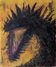 Auto-portrait le Dragon qui rit Huile brosse et couteau sur toile