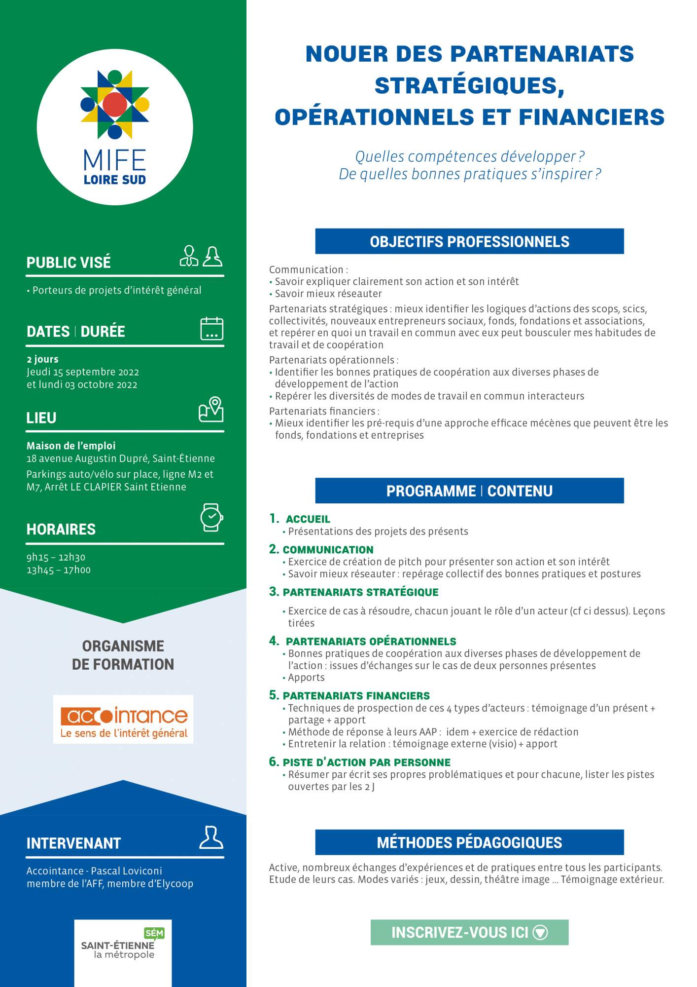 Nouer des partenariats stratégiques, opérationnels et financiers – saint-Étienne (42)