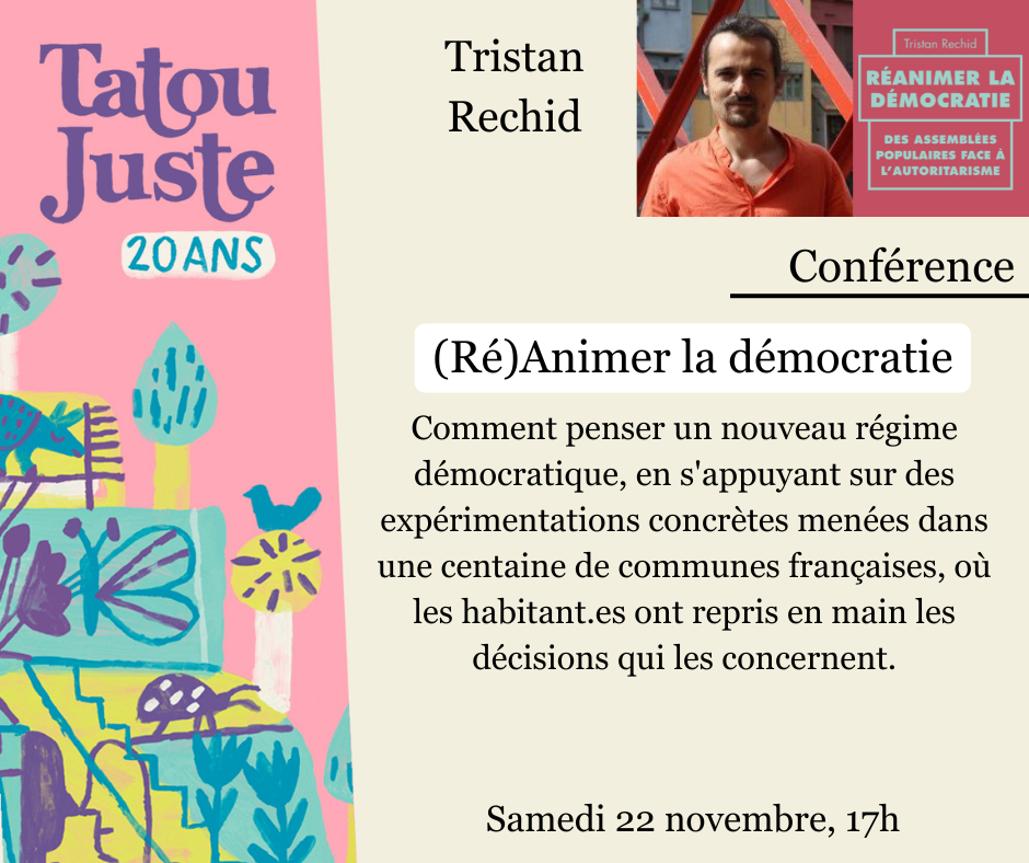 Conférence de Tristan Rechid sur son livre (Ré)Animer la démocratie